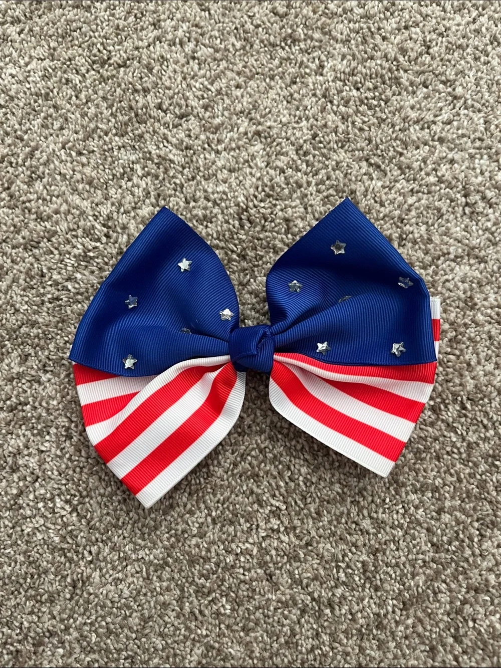 Little Girls Patriotic Red White Blue Flag Hair Bow Clip